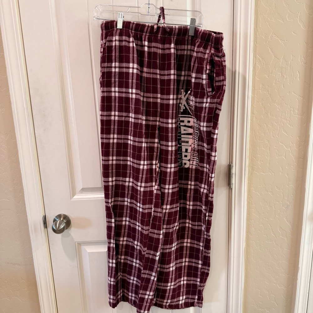 Maroon Plaid Lounge Joggers with Spring Hill Raiders Graphic XL